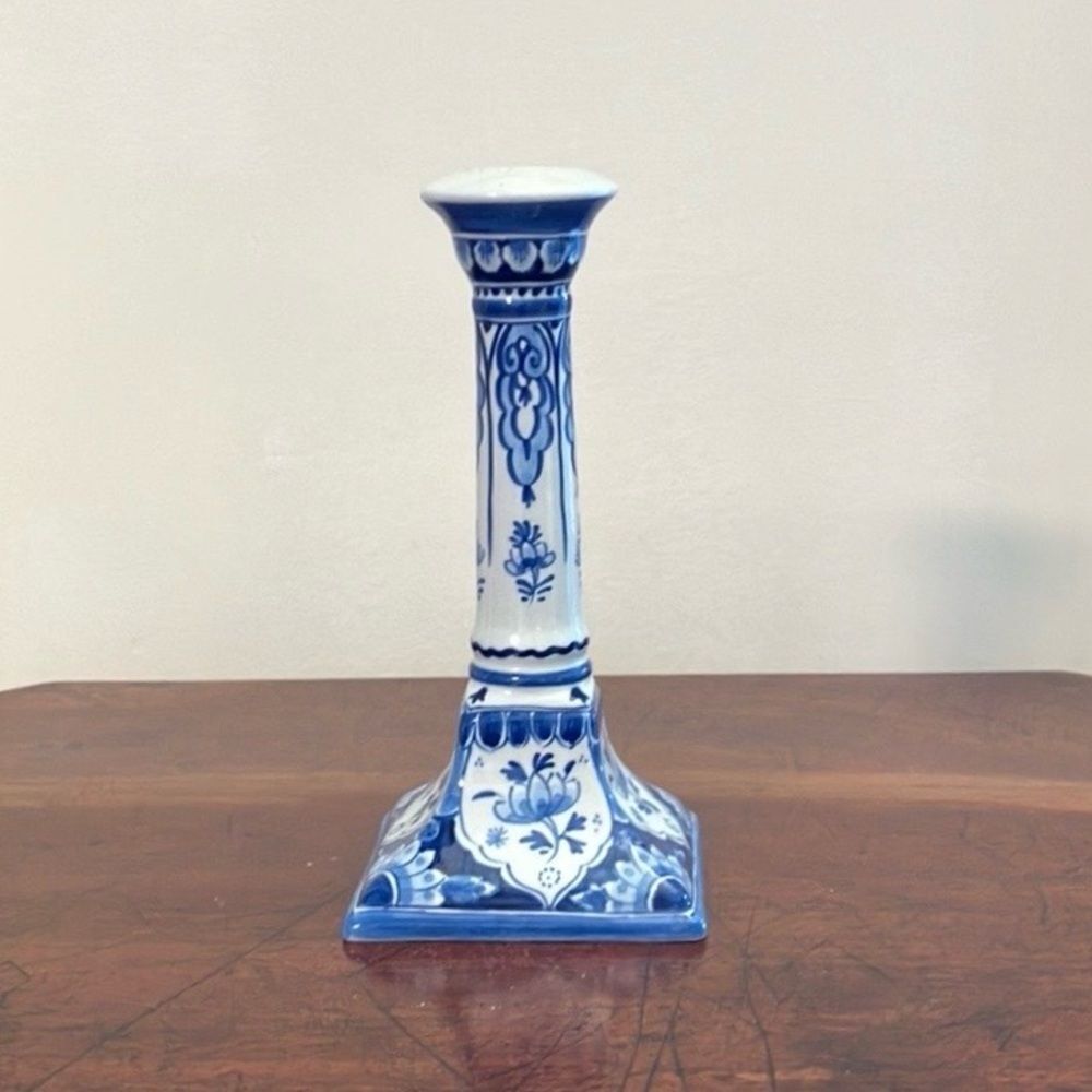 Hand Painted Royal Delft Candlestick